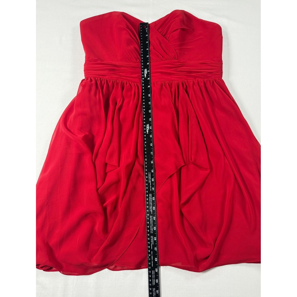 Alfred Angelo Red Strapless Chiffon Cocktail Dress Size 14 - Picture 7 of 10
